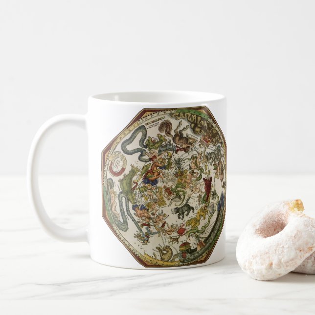 Vintage Planisphere Himmelskarte von Peter Apian Kaffeetasse (Mit Donut)