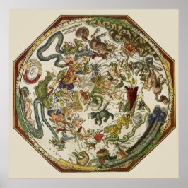 Vintage Planisphere Himmelskarte von Peter Apian Poster