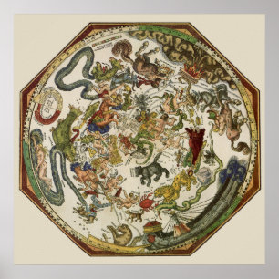 Vintage Planisphere Himmelskarte von Peter Apian Poster