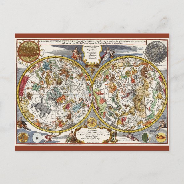 Vintage Planisphere Star Karte von Nicholas de Fer (Vorderseite)