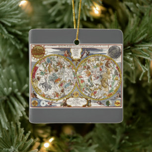Vintage Planisphere Star Karte von Nicholas de Fer Keramikornament