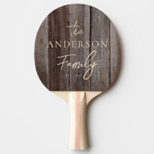 Vintage Planken mit handgeschriebenem Familienname Tischtennis Schläger