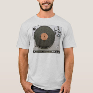Vintage-Plattenspieler grau halb tailliert Herren T-Shirt