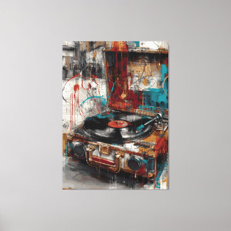 Vintage-Plattenspieler Pop-Art-Musik Retro-Design Leinwanddruck