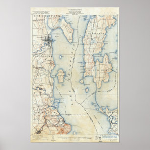 Vintage Plattsburgh New York Topografische Karte Poster