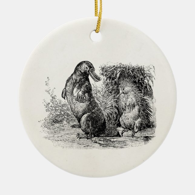 Vintage Platypus Stachelschweinanteater-Schablone Keramikornament (Vorne)
