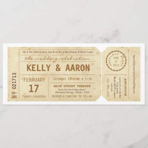 Vintage-Playbill-Theater-Ticket-Hochzeits-Einladun Einladung
