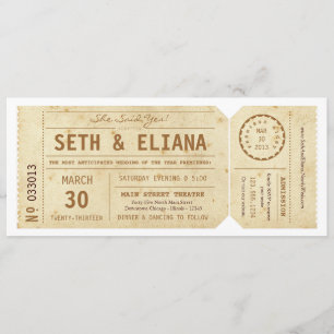 Vintage Playbill Ticket Hochzeits-Einladung Einladung