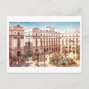 Vintage Plaza Real, Barcelona, Spanien, Postkarte