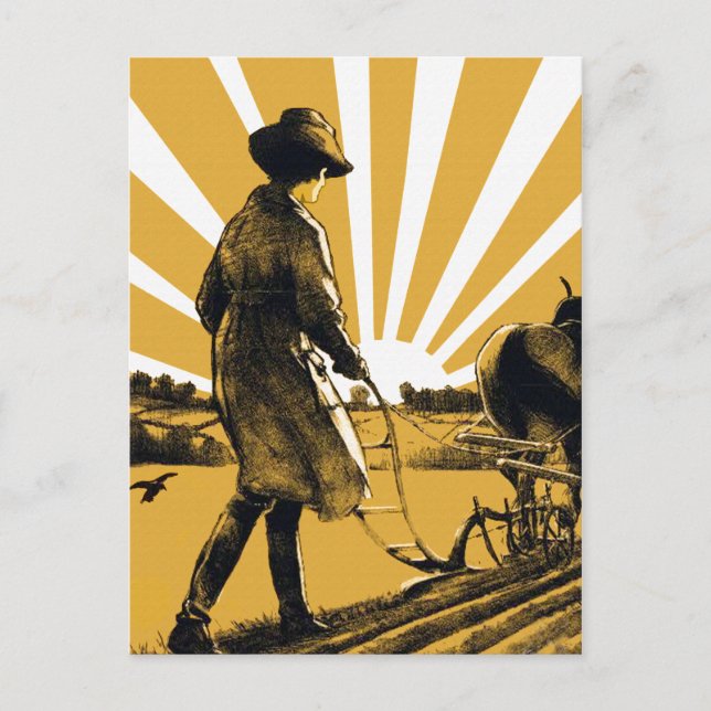 Vintage Plough Girl Postkarte (Vorderseite)