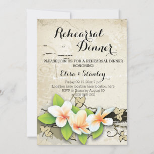 Vintage Plumeria & Efeu Hochzeit Probe Dinner Einladung
