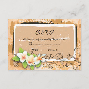 Vintage-Plumeria-Efeu orange weiß RSVP-Karte RSVP Karte