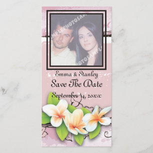 Vintage Plumeria Efeu rosa weiß Save the Date