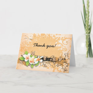 Vintage Plumeria/frangipani & ivous orange Vielen Dankeskarte