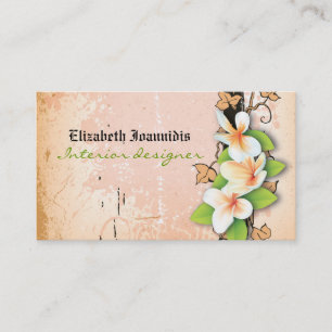 Vintage-Plumeria Inneneinrichter Geschäftskarte Visitenkarte