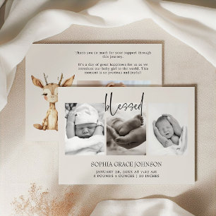 Vintage Plüsch-Nursery-Tiere Baby-Ankündigung Einladung