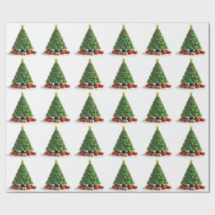 Vintage-Plüsch-Weihnachtsbaum-Kunst Geschenkpapier
