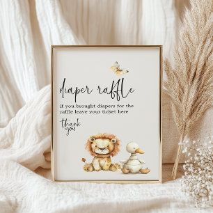 Vintage Plüschtiere Baby Shower Windel-Raffle Poster