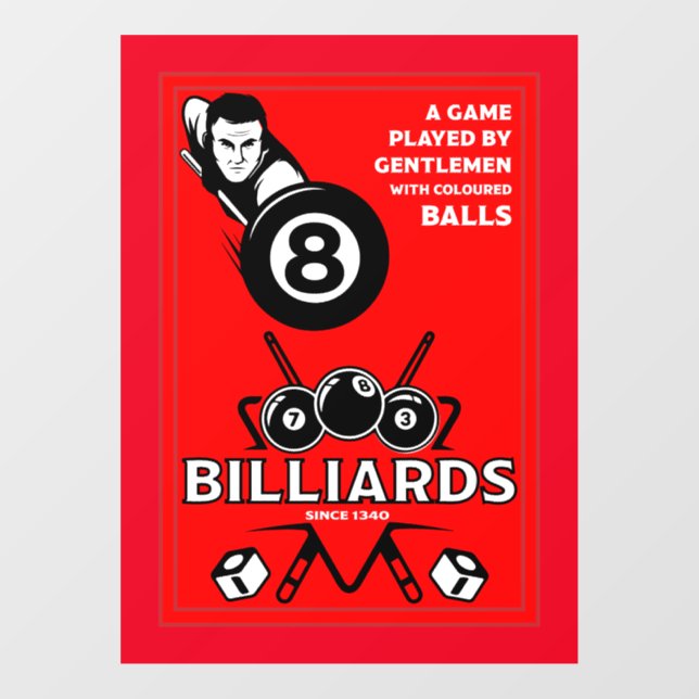 Vintage Pocket Billards Fensteraufkleber (Blatt)