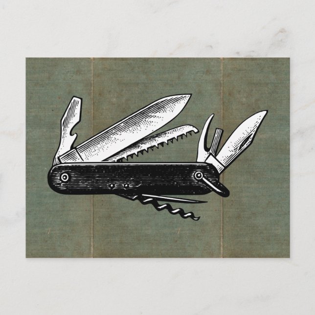 Vintage Pocket Knife Art Postkarte (Vorderseite)