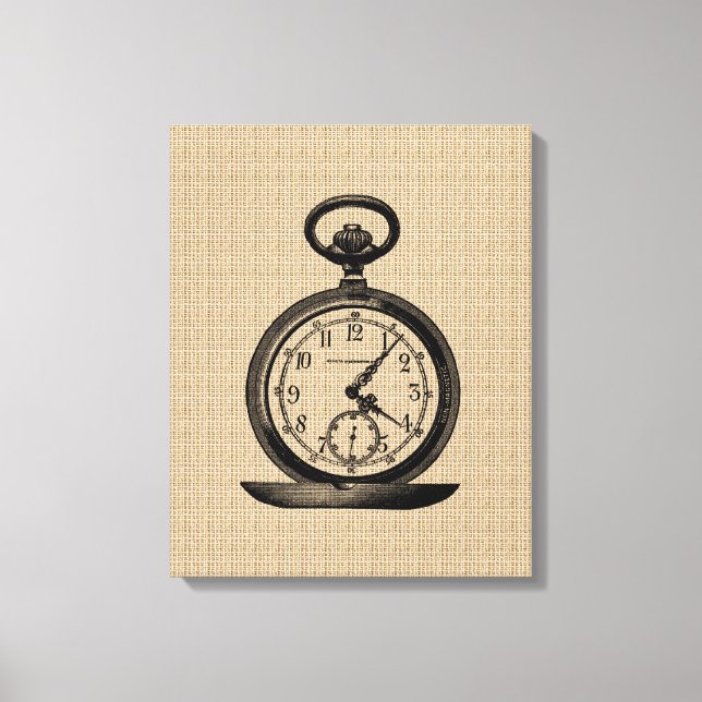 Vintage Pocket-Uhr auf Leinwand (Vorderseite)
