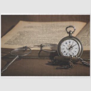 Vintage Pocket Watch Book 20x30 Seidenpapier