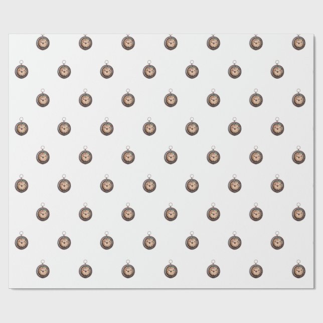 Vintage Pocket Watch Geschenkpapier (Flach)