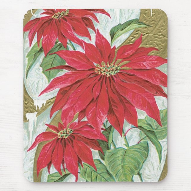 Vintage Poinsettia Abbildung. Mousepad (Vorne)