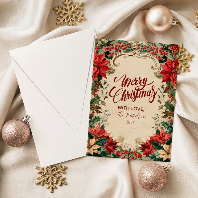 Vintage Poinsettia Holiday Feiertagskarte (Von Creator hochgeladen)