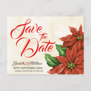 Vintage Poinsettia Save the Date Postkarte