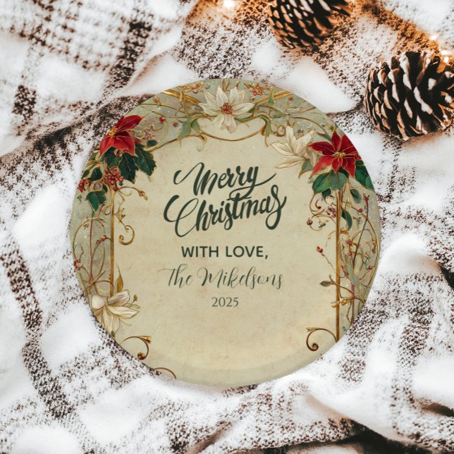 Vintage Poinsettia und Heiligabend Pappteller (Von Creator hochgeladen)