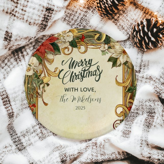 Vintage Poinsettia Weihnachten Pappteller (Von Creator hochgeladen)