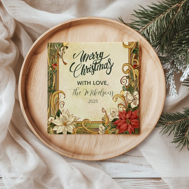 Vintage Poinsettia Weihnachten Serviette (Von Creator hochgeladen)