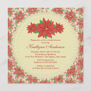 Vintage Poinsettia-Winter-Brautparty-Einladung Einladung