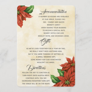 Vintage Poinsettia Zusatzinformationskarte Einladung
