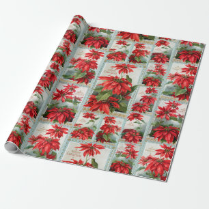 Vintage Poinsettias Geschenkpapier