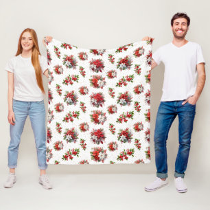 Vintage Poinsettias und Weihnachtsweiße Fleecedecke