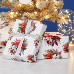 Vintage Poinsettias und Weihnachtsweiße Geschenkpapier