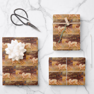 Vintage Pointer Jagdsportler Geschenkpapier Set
