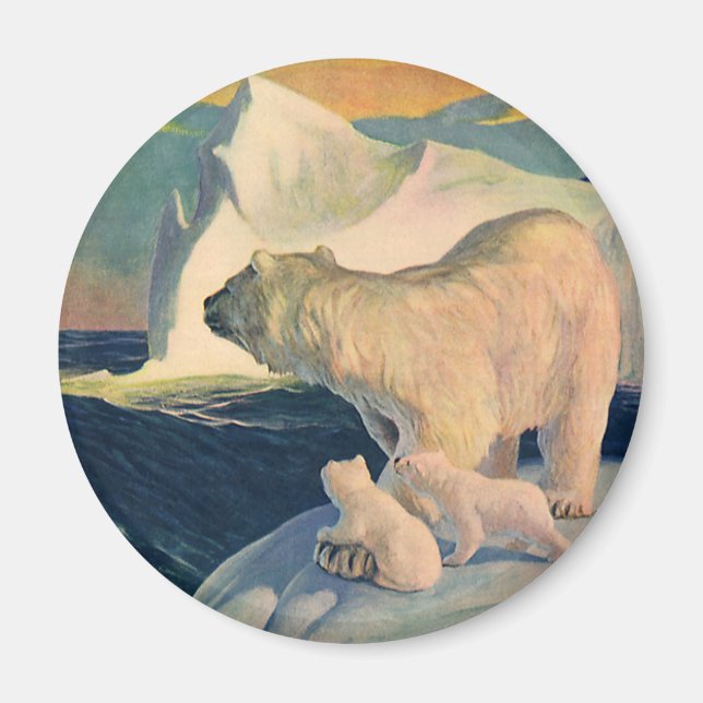 Vintage Polarbären auf Iceberg, frei lebendes arkt Magnet (Vorne)