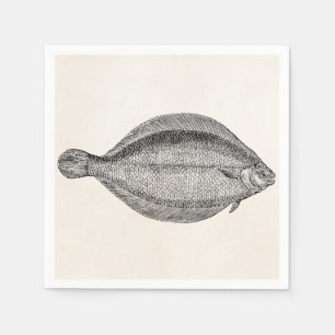 Vintage Pole-Scholle-Fisch-personalisierte Serviette