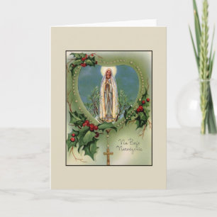 Vintage Polish Meured Mother Christmas Card Feiertagskarte