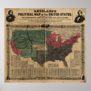 Vintage politische Karte der Staaten (1856) Poster