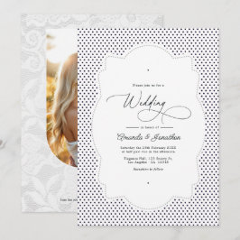 Vintage Polka Dot Spitzenrahmen Hochzeit QR Code F Einladung