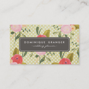 Vintage Polka Dots and Blume Business Card Visitenkarte