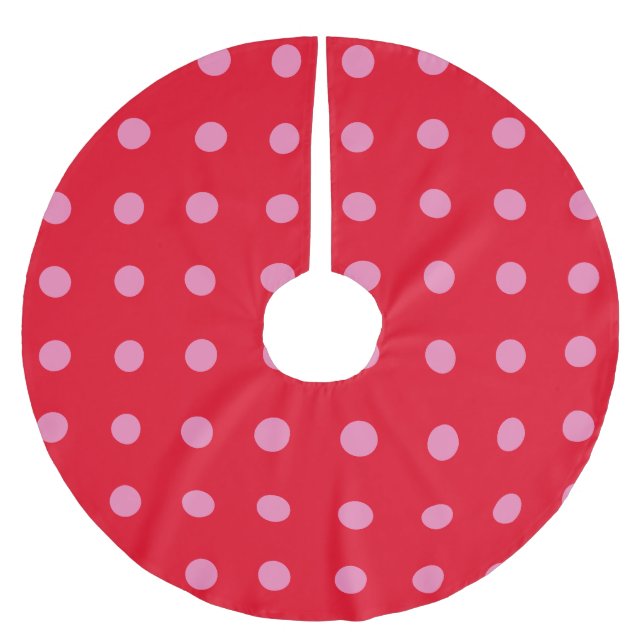 Vintage Polka Dots Rosa Retro Classic Polyester Weihnachtsbaumdecke (Vorderseite)