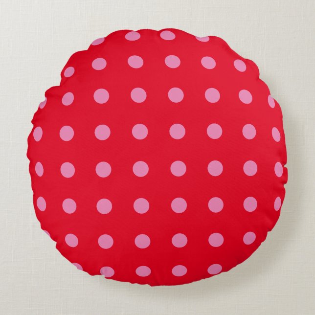 Vintage Polka Dots Rosa Retro Classic Rundes Kissen (Vorderseite)