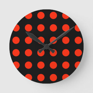 Vintage Polka Dots Schwarz Rot Retro Klassisch Runde Wanduhr