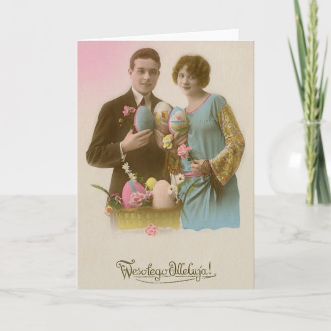 Vintage polnische Osterkarte Feiertagskarte (Vorderseite)