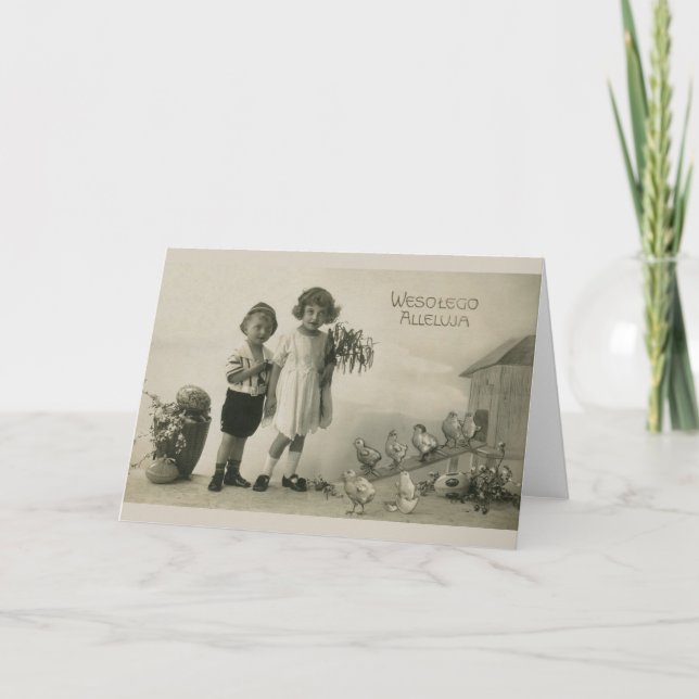 Vintage polnische Osterkarte Feiertagskarte (Vorderseite)
